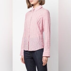 Cinq a Sept Marisol Striped Cotton‎ Shirt in Pink XS